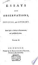 Essays and Observations  Physical and Literary