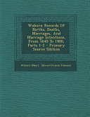 Woburn Records of Births, Deaths, Marriages, and Marriage Intentions, from 1640 to 1900, Parts 1-2 - Primary Source Edition