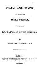 Psalms and Hymns  Principally for Public Worship