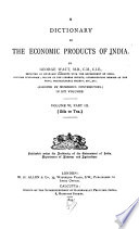 A Dictionary of the Economic Products of India Book