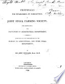 Proposals for establishing     a Joint Stock Tontine Company     for the purpose of ascertaining the principles of agricultural improvement  etc  L P 