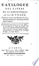 Catalogue des livres de la biblioth  que de feu M  Picard  etc   Compiled by J  B  Glomy   Book