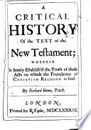 Critical History of the Versions of the New Testament