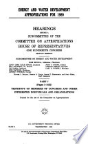 Energy and Water Development Appropriations for 1989: Testimony of members of Congress and other interested individuals and organizations