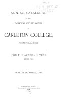 Catalog of Carleton College for the Academic Year ...