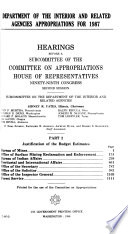 Department of the Interior and Related Agencies Appropriations for 1987: Justification of the budget estimates
