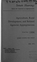 Agriculture, Rural Development, and Related Agencies Appropriations for Fiscal Year 1996