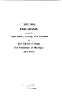 School of Music  Theatre   Dance  University of Michigan  Publications