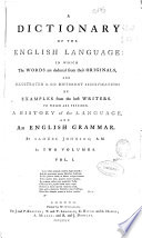 A Dictionary of the English Language Book