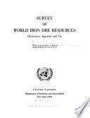 Survey of World Iron Ore Resources: Occurence, Appraisal and Use