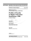 Profiles of Faculty in Higher Education Institutions