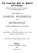 The Books of Nahum  Habakkuk and Zephaniah