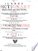 A Large Dictionary English and Dutch 