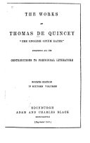 The Works of Thomas De Quincey, 