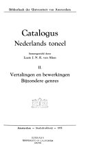 Catalogus Nederlands Toneel Vertalingen En Bewerkingen Bijzondere Genres