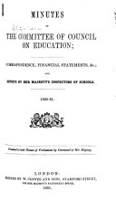 Minutes of the Committee of Council on Education