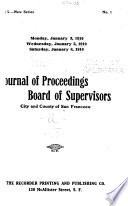 Journal Of Proceedings Board Of Supervisors City And County Of San Francisco