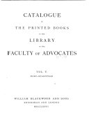 Catalogue of the Printed Books in the Library of the Faculty of Advocates    