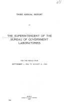 Annual Report of the Superintendent of the Bureau of Government Laboratories