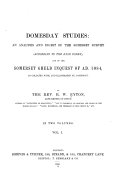 Domesday Studies: Analysis and digest
