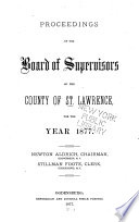 Proceedings of the Board of Supervisors of the County of St. Lawrence