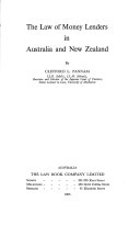The Law of Money Lenders in Australia and New Zealand