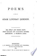 Poems of the Late Adam Lindsay Gordon