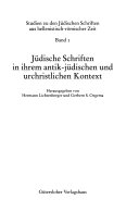 Jüdische Schriften in ihrem antik-jüdischen und urchristlichen Kontext