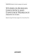 Studies in Korean Linguistics and Language Pedagogy