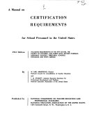 A Manual on Certification Requirements for School Personnel in the United States