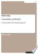Sustainability and Biofuels Book