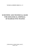 Scientific and Technical Basis for the Geological Disposal of Radioactive Wastes Book