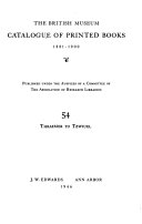The British Museum Catalogue of Printed Books, 1881-1900: Thraemer to Tzwiuel