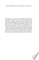 Philosophy as Cultural Politics  Volume 4 Book