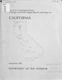 List of U S  Geological Survey Geologic and Water supply Reports and Maps for California