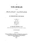 A Grammar of the Malayan Language