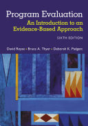 Program Evaluation  An Introduction to an Evidence Based Approach