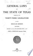 Laws Passed by the     Legislature of the State of Texas Book