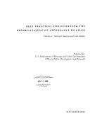 Best Practices for Effecting the Rehabilitation of Affordable Housing: Technical analyses and case studies