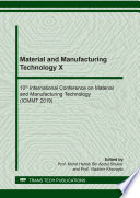 Material and Manufacturing Technology X Book
