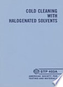 Cold Cleaning with Halogenated Solvents Book