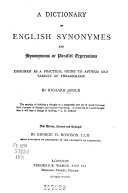 A dictionary of English synonymes and synonymous or parallel expressions