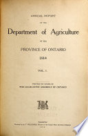 Annual Report of the Department of Agriculture  for the Province of Ontario