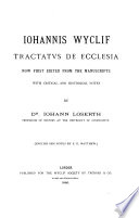 Iohannis Wyclif Tractatus de ecclesia