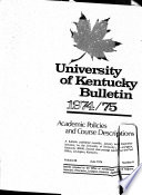 University of Kentucky Catalogue