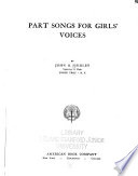 Part Songs for Girls  Voices Book