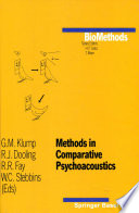 Methods in Comparative Psychoacoustics Book