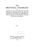The Britwell Handlist
