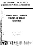 Modern Methods for Solving Engineering Problems  Numerical Methods  Optimization Techniques and Simulation