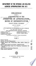 Department of the Interior and Related Agencies Appropriations for 1975